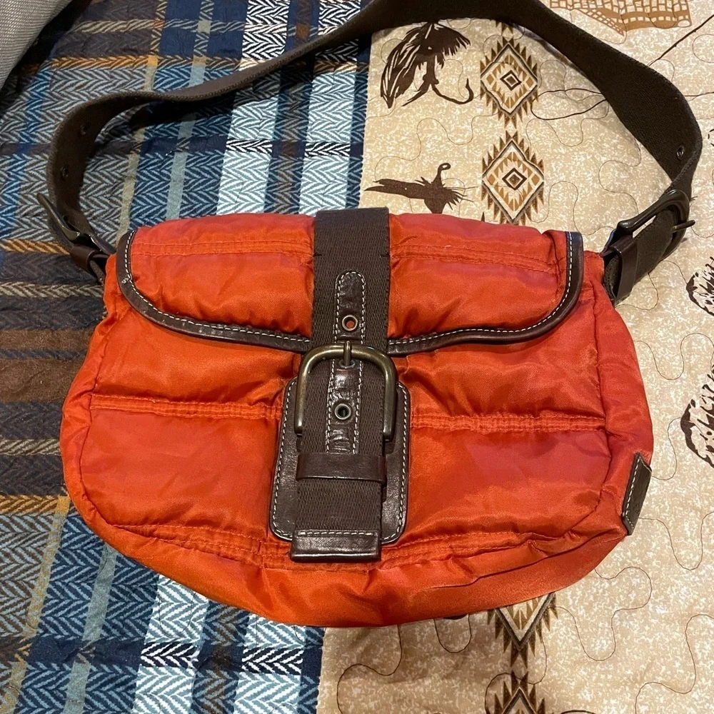 Eddie Bauer Vintage down filled shoulder bag  fits a little below arm pit